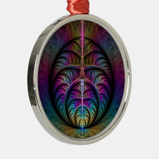 Lebhafte Strukturen Farbenfrohe Abstrakte Fraktal Ornament Aus Metall (Rechts)