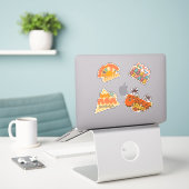 Lebhafte Summer Fun Sticker Collection - Set von 4 (Laptop auf Schreibtisch)