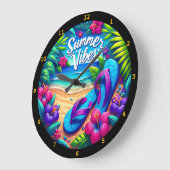 Lebhafte "Summer Vibes" Beach Wall Große Wanduhr (Winkel)