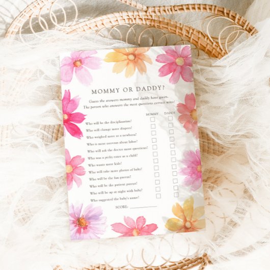 Lebhafte Summer Wildblume Mommy oder Daddy Game Ca Dankeskarte