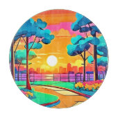 Lebhafte Sunset Cityscape Schneidebrett (Vorderseite)
