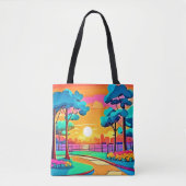 Lebhafte Sunset Cityscape Tasche (Vorderseite)