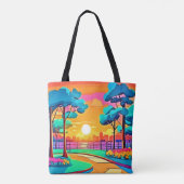 Lebhafte Sunset Cityscape Tasche (Rückseite)
