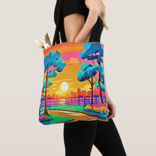 Lebhafte Sunset Cityscape Tasche