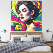 Lebhafte surreale Porträtkunst Leinwanddruck (Insitu (Schlafzimmer))