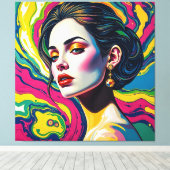 Lebhafte surreale Porträtkunst Leinwanddruck (Insitu (Holzboden))