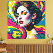 Lebhafte surreale Porträtkunst Leinwanddruck (Insitu (Wohnzimmer))