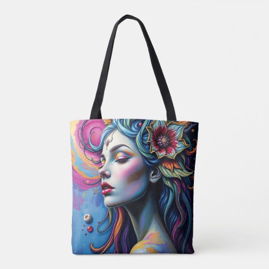 Lebhafte surreale Porträtkunst Tasche (Rückseite)