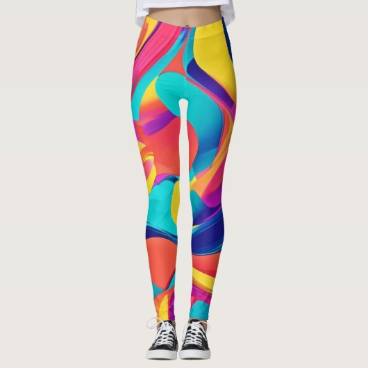 Lebhafte Swirling Abstrakte Kunst Leggings (Vorderseite)