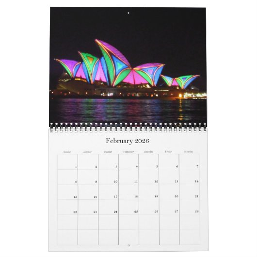 lebhafte Sydney 2026 Kalender (Feb 2026)