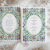 Lebhafte Talavera Tile Flora Hochzeit Einladung