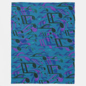 Lebhafte tanzende Musiknoten Blue Green Upbeat Fleecedecke (Vorderseite)