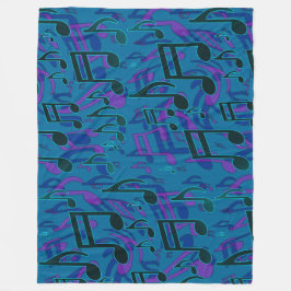 Lebhafte tanzende Musiknoten Blue Green Upbeat Fleecedecke