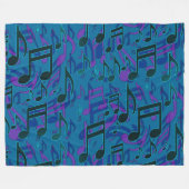 Lebhafte tanzende Musiknoten Blue Green Upbeat Fleecedecke (Vorderseite (Horizontal))