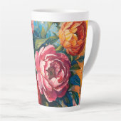 "Lebhafte Tasse mit Blumenlatte - Kaffee-Cup für T (Rechte Ecke)