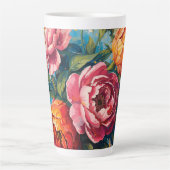 "Lebhafte Tasse mit Blumenlatte - Kaffee-Cup für T (Vorderseite)