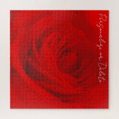 Lebhafte tiefe Rote Rose Romantischer Chic Feminin Puzzle (Horizontal)