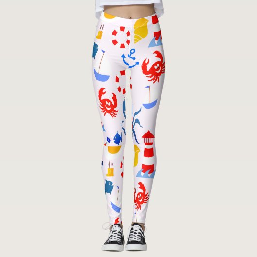 Lebhafte Tiere aus dem blauen Ozean Leggings (Vorderseite)
