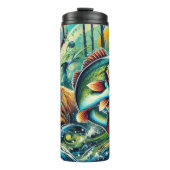 Lebhafte Tierwelt, Abstrakte Wasserwelt Thermosbecher (Vorderseite)