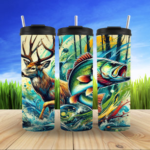 Lebhafte Tierwelt, Abstrakte Wasserwelt Thermosbecher