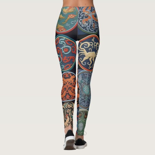 Lebhafte Totems der mongolischen Ethnic Group Leggings (Rückseite)