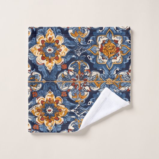 Lebhafte traditionelle mexikanische Talavera Tiles Badhandtuch Set (Waschlappen)