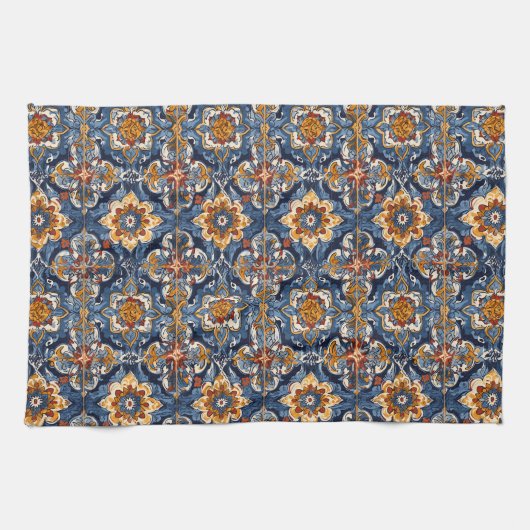 Lebhafte traditionelle mexikanische Talavera Tiles Geschirrtuch (Horizontal)