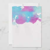 Lebhafte Träume Blaue Lila Wasserfarbenhochzeit Einladung (Rückseite)