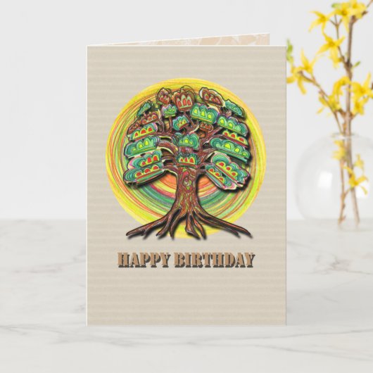 Lebhafte Tree Geburtstagskarte Karte (Gelbe Blume)