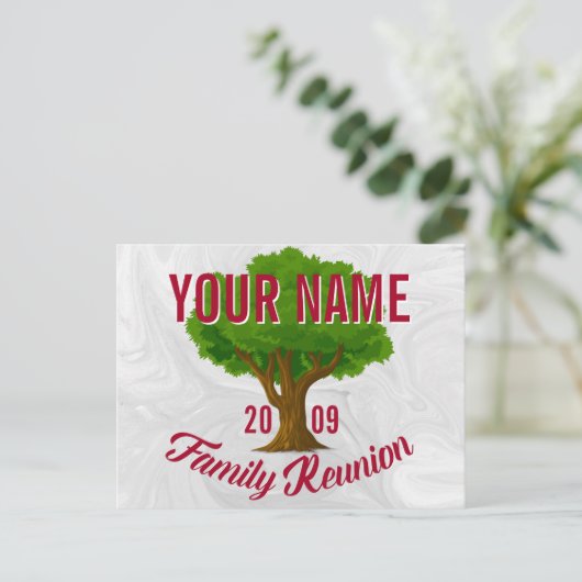 Lebhafte Tree Personalisiert Family Wiedersehen Postkarte (Stehend Vorderseite)