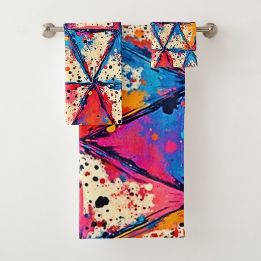 Lebhafte Triangle Spritzer Art Badhandtuch Set (Insitu)