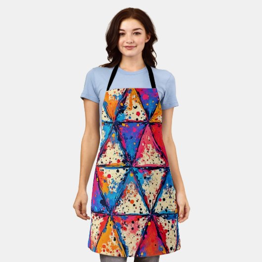 Lebhafte Triangle Spritzer Art Schürze (Getragen)