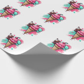 Lebhafte Triple Scoop Ice Creme Art - Fun Dessert  Geschenkpapier (Ecke)