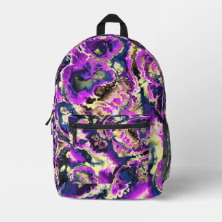 Lebhafte Trippy Boho Hippie Fraktal Marmorroute Bedruckter Rucksack