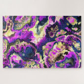 Lebhafte Trippy Boho Hippie Fraktal Marmorroute Puzzle (Horizontal)