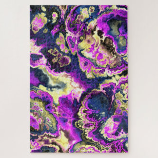 Lebhafte Trippy Boho Hippie Fraktal Marmorroute Puzzle