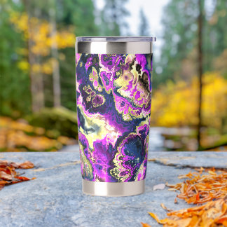 Lebhafte Trippy Boho Hippie Fraktal Marmorroute Thermobecher