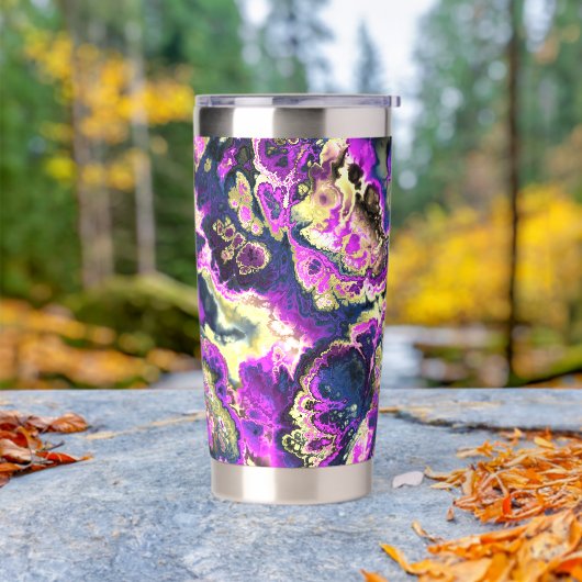 Lebhafte Trippy Boho Hippie Fraktal Marmorroute Thermobecher (Außenbereich)
