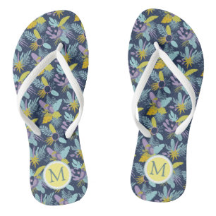 Lebhafte Tropen ⎥ Monogramm Flip Flops Badesandalen