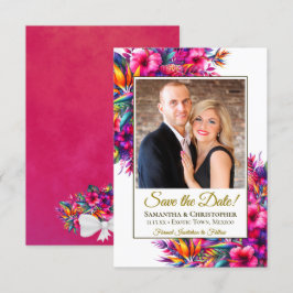 Lebhafte Tropengarten-Blume & Foto-Hochzeiten Save The Date