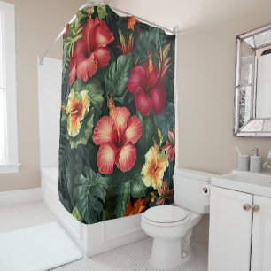 Lebhafte tropische Blume des hawaiianischen Hibisk Duschvorhang