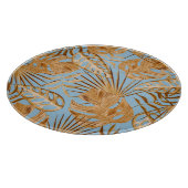 Lebhafte tropische Blume: farbenfroh, nahtlos. Schneidebrett (Ecke)