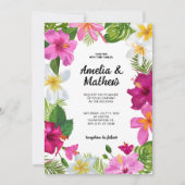 Lebhafte tropische Blume Hochzeit Einladung (Vorderseite)