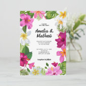 Lebhafte tropische Blume Hochzeit Einladung (Stehend Vorderseite)