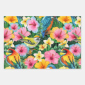 Lebhafte tropische Blume und Vögel Geschenkpapier Set (Vorderseite 3)