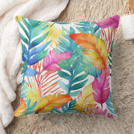 Lebhafte tropische Dschungel-Blätter Kissen