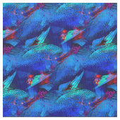 Lebhafte tropische Fischstoffe Stoff (Nahaufnahme)