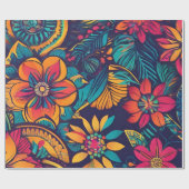 Lebhafte tropische Flora Geschenkpapier (Flach)