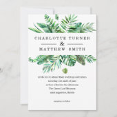 Lebhafte tropische Foliage-Hochzeitsfeier Einladung (Vorderseite)