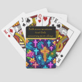 Lebhafte tropische Muster mit glühenden Kreuzen Spielkarten (Rückseite)